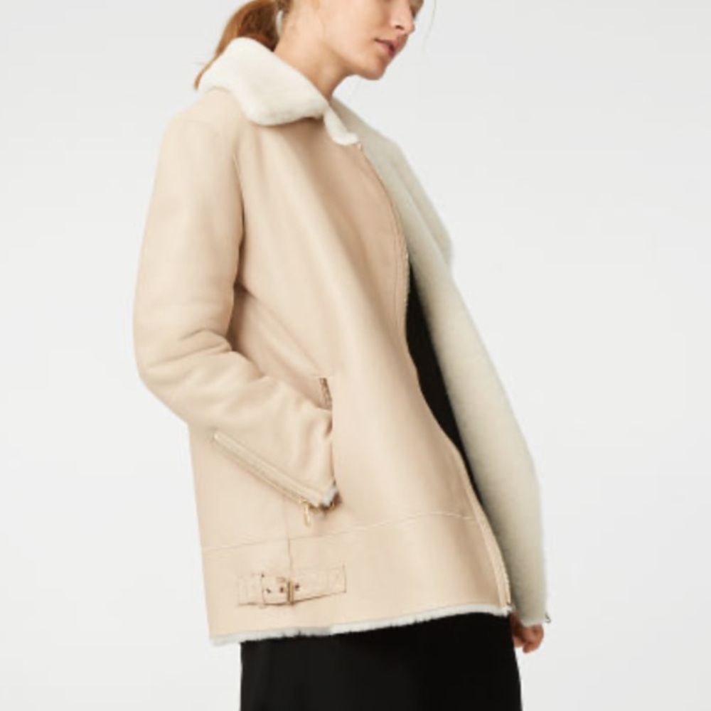 Club Monaco Taila Shearling Moto Jacket Size Medium